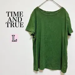 TIME AND TRUE オリーブグリーン Tシャツ 【L】 半袖 春夏秋