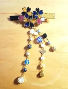 和風 ヘアクリップ 桜 ビーズ ハンドメイド 着物 和装アクセサリー