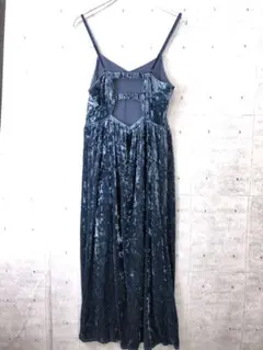 Ally 古着 背中見せ クラッシュベロア コルセット キャミロングワンピース