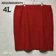 タイトスカート 4L相当 バックスリット 大きいサイズ 赤 レッド