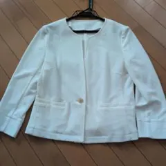 COMME CA ISM ノーカラージャケット 9号 ホワイト