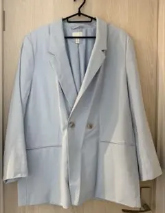 H&M ダブル テーラードジャケット L ライトブルー 美品のサムネイル