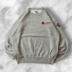 USA古着RUSSELLスウェットカレッジ刺繍90s00s前VヘザーグレーL