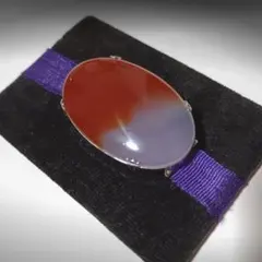 赤茶色　帯留め　白　レトロ　楕円形　だ円形　帯留　和装小物　レディース　朱色