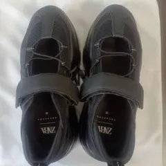ZARA ブラック　バレエフラットスニーカー 36