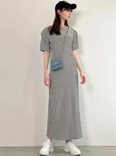 新品★GRL★チェック柄パフスリーブワンピース[sm36]ギンガムチェック柄白黒