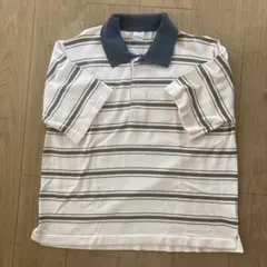 Deux Allures ストライプ 半袖ポロシャツ