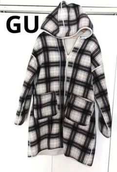値下げ★GU　チェック柄内側モコモコボアコート