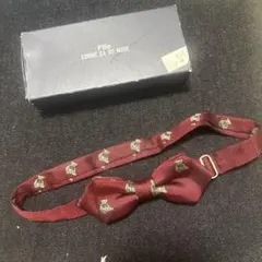 COMME CA DU MODE 蝶ネクタイ ボウタイ ボルドー ベアー柄
