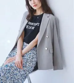 【人気限定色】ロペピクニック カナパ金ボタンジャケット グレー 38 美品✨