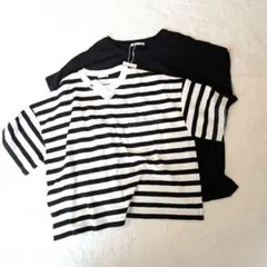 【新品タグ付き２枚セット】GU ボーダーヘビーウェイトT 　ZARA　Tシャツ