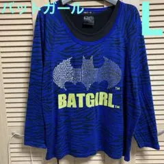 レディース　春物　L バットガールタンクトップ付きラグラン袖プリントTシャツ青