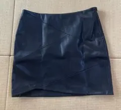 ZABA 黒 合成皮革 タイトミニスカート