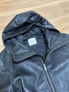 UNITED TOKYO 羊革 フード付き レザージャケット M ブラック