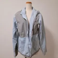 ナイロンフリースジャケット 水色 グレー