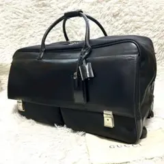 【極美品】グッチ キャリーバッグ ボストン スーツケース ビジネス レザー 黒