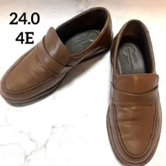 美品　アシックス ペダラ 24cm 4E 本革 ローファー コンフォート 日本製