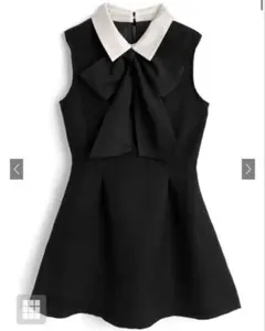 GRL リボンタイ付き配色カラーノースリーブフレアミニワンピース[tg889]