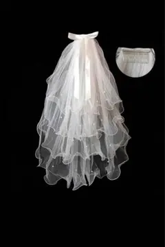 【新品未使用】ホワイトチュールウェディングベール 85cm