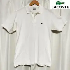 【古着】LACOSTEラコステ ワンポイント刺しゅう半袖鹿の子ポロシャツ白【2】のサムネイル