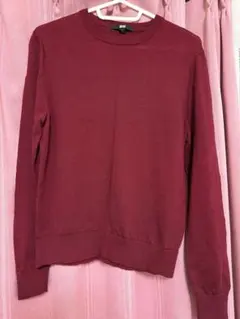 UNIQLO バーガンディ 無地 長袖セーター S