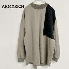 ARMYRICH アーミーリッチ 長袖 カーキ 黒パネル バックロゴ トレーナー
