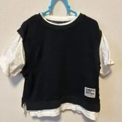 レイヤード風 Tシャツ ブラック ホワイト