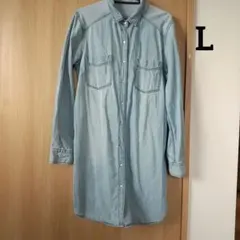 デニムシャツ ロングシャツ gu L