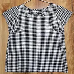 anysis トップス ブラウス 花 刺繍 ギンガムチェック柄 サイズ3