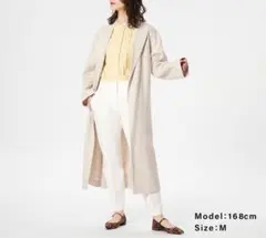 PLST 春用リネンブレンド　ショールカラーコート