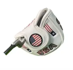＜新品＞ゴルフパターカバー　マレットタイプ　【USA】白