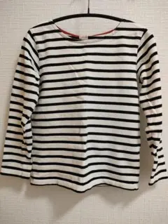 petit main 長袖カットソー 白黒ストライプ　130