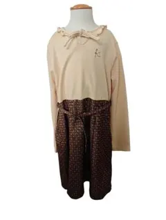 120cm]最終値下げ！KUMIKYOKU.ベージュとブラウンの長袖ワンピース