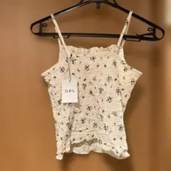 花柄 シャーリング キャミソール