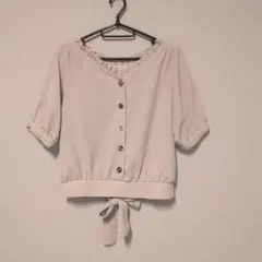 MAJESTIC LEGON バックリボンボタンブラウス サンドベージュ