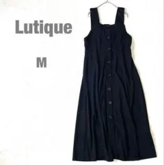 ルティーク ロングワンピース ボタン付き シンプル 使い回し抜群 黒 M