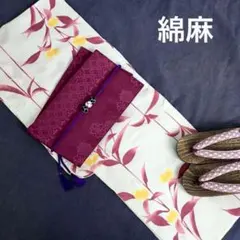 特価♪草花尽し 硝子越しの唐草☆上質変わり織り☆高級 浴衣 3点セット