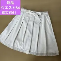 「新品」 ゆったり タックワイドプリーツスカート　裾レース 薄ベージュ ミディ丈のサムネイル