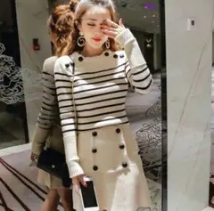 セットアップ ボーダー セーター スカート ガーリー 大人 可愛い 2