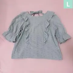 amista ブラウス　しまむら　ミント　グリーン　フリル　刺繍　花柄　可愛い