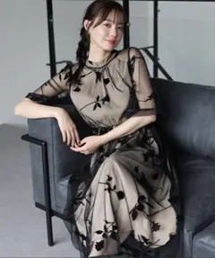 バックリボンレースパーティードレス　結婚式　成人式