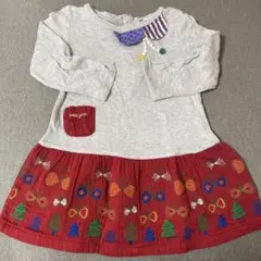 【かわいい】petit jam 長袖ワンピース 80 刺繍