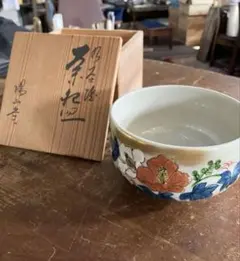 京焼 高峰 山茶花 菓子鉢 菓子器 清水焼 木箱入り 昭和レトロ