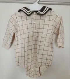 3時間限定早い者勝ち価格！チェック柄セーラー襟ロンパース 80cm