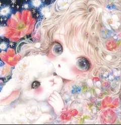 ダイヤモンドアート　女の子　ひつじさん　キット　ビーズアート　動物　花　アニメ