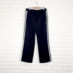 adidas ブラック サイドストライプパンツ ジャージ下 トラックパンツ