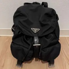 リ*リ様 PRADA プラダ リュック バックパック ナイロン 三角ロゴ 黒
