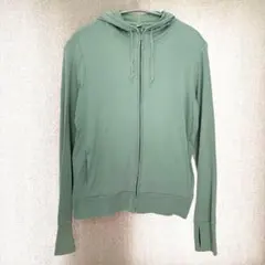 美品✦UNIQLO 指穴ジップパーカー L ミントグリーン ヨガ/ランニングのサムネイル