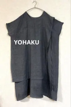 ( )YOHAKU 余白　2枚重ねアシメントリ デザインワンピース 空グレー
