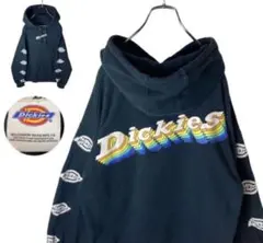 グッドデザイン古着！DickiesレインボーカラーでかロゴスウェットパーカーL